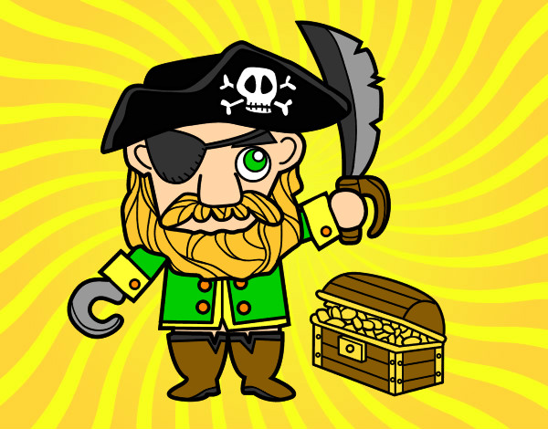 Desenho Pirata com tesouro pintado por nunesfelip