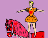 Desenho Trapezista em cima do cavalo pintado por mariarita