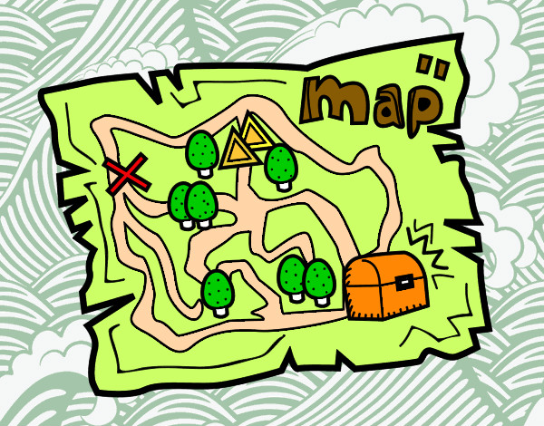 Desenho e Imagem Mapa do Tesouro Fácil para Colorir e Imprimir
