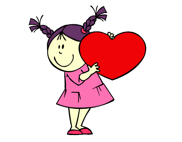 Desenho Menina com coração pintado por Andreza17