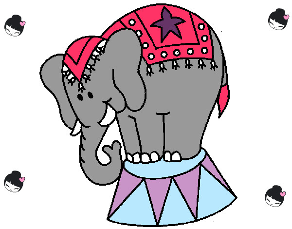 Desenho Elefante a actuar pintado por Leandrinha