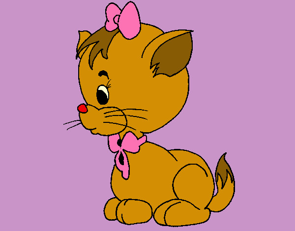 Desenho de Gatinha com laço pintado e colorido por Fabiana o dia 28 de  Janeiro do 2012