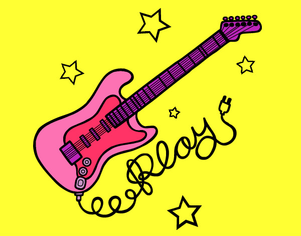 Desenho Guitarra e estrelas pintado por BrendaManu