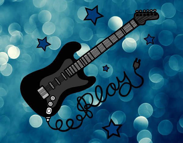 Desenho Guitarra e estrelas pintado por drykaa