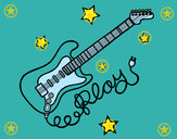 Desenho Guitarra e estrelas pintado por stelar
