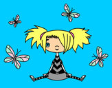 Desenho Menina com borboletas pintado por stelar