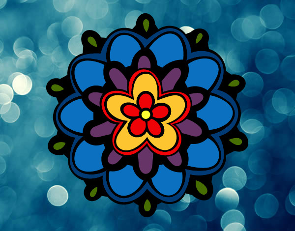 Desenho Mandala com uma flor pintado por thara