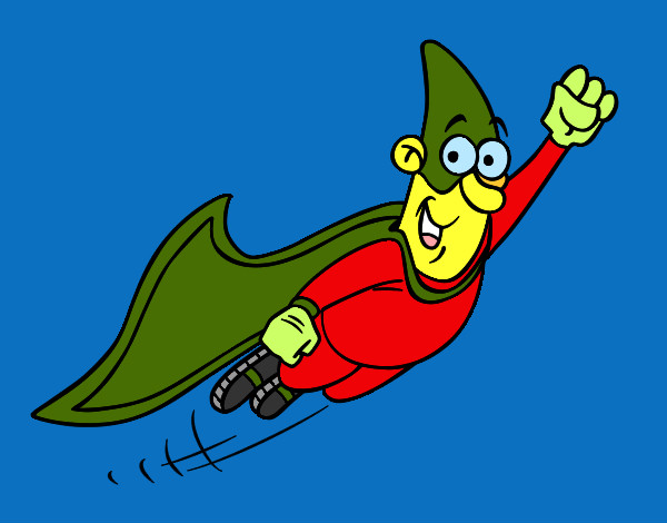Desenho Super-herói voando pintado por Vanuza