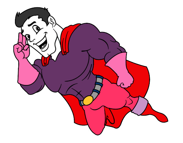 Desenho Superherói voando pintado por Jhessica