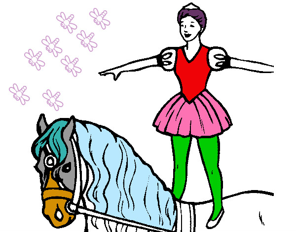 Desenho Trapezista em cima do cavalo pintado por prwg