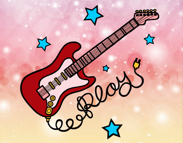 Desenho Guitarra e estrelas pintado por Renatta