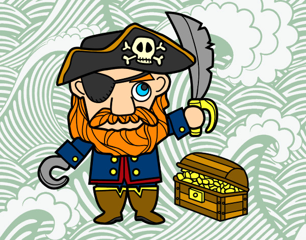 Desenho Pirata com tesouro pintado por ImShampoo