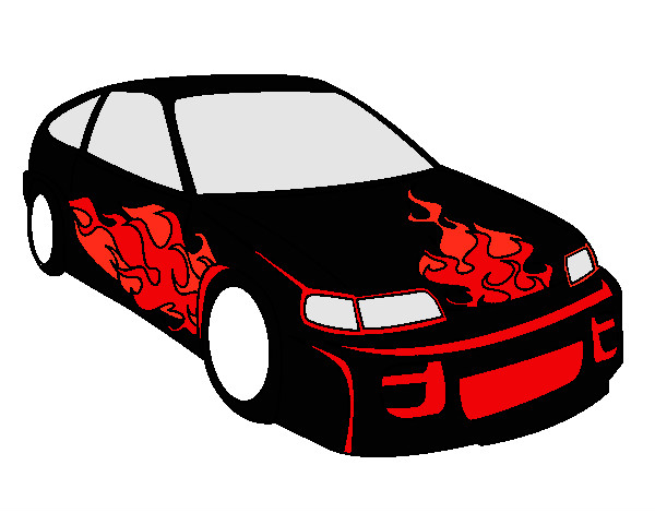 Desenho Carro com chamas pintado por Caah