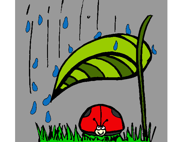 Desenho Joaninha protegida da chuva pintado por ImShampoo