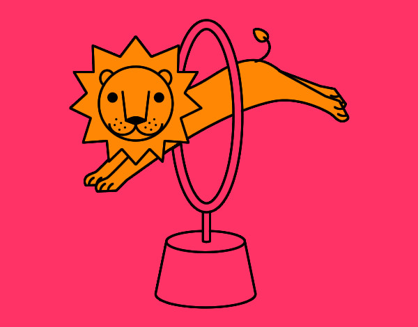 Desenho Leão saltando pintado por Bruna5