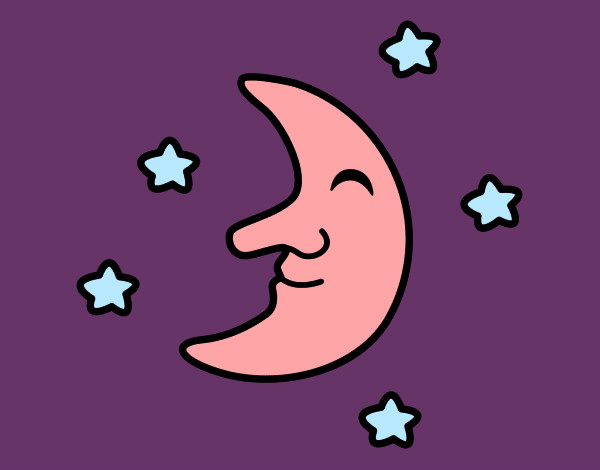 Desenho Lua com estrelas pintado por missmirim