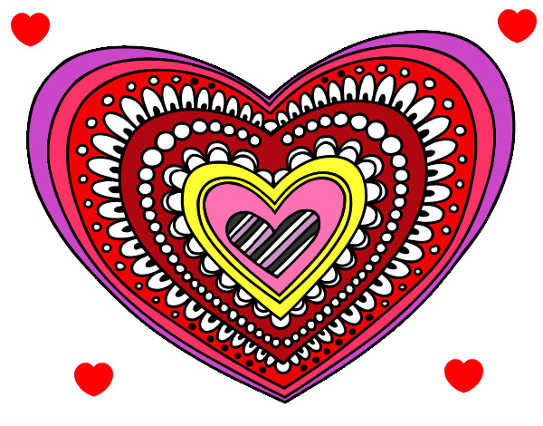 Desenho Mandala coração pintado por jessy