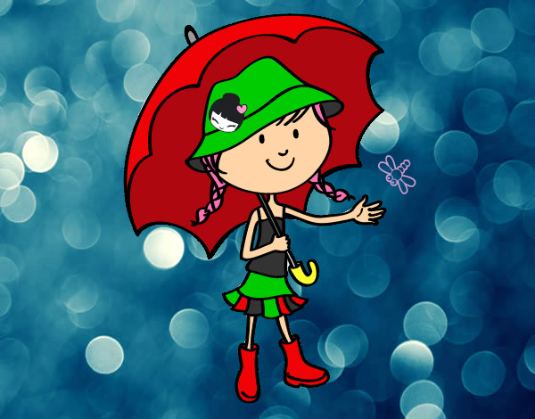 Desenho Menina com guarda-chuva pintado por ImShampoo
