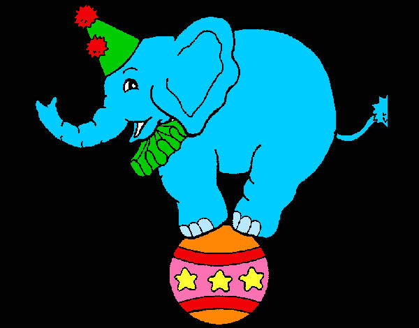 Desenho Elefante em cima de uma bola pintado por netan