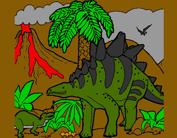 Desenho Família de Tuojiangossauros pintado por lulucax