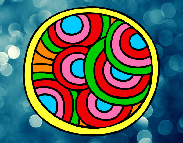 Desenho Mandala circular pintado por netan