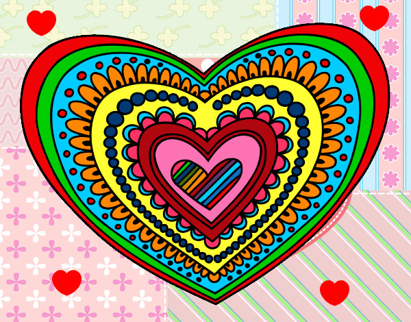Desenho Mandala coração pintado por melissa08