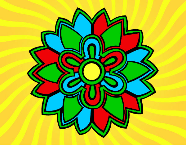Desenho Mandala em forma flor weiss pintado por netan