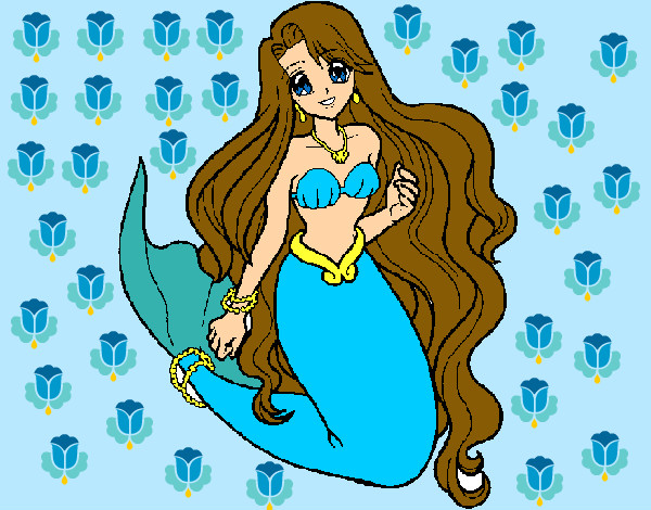 Desenho de menina azul pintado e colorido por Sarita o dia 15 de