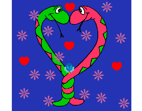 Desenho Serpentes apaixonadas pintado por Antunes