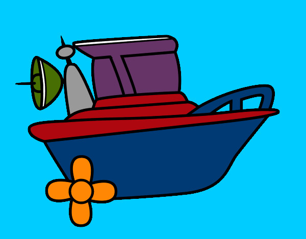 Desenho Barco a motor pintado por vinha0854