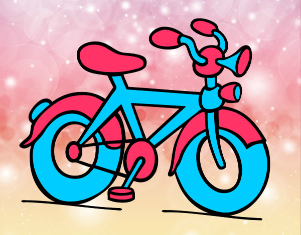 a bicicleta rosa e azul