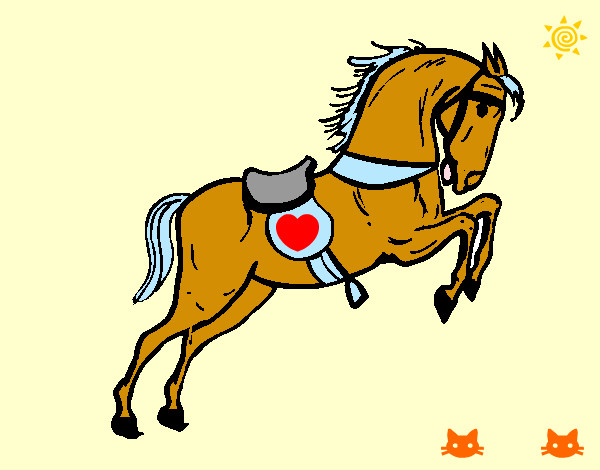 Desenho Cavalo com sela a saltar pintado por edinneu