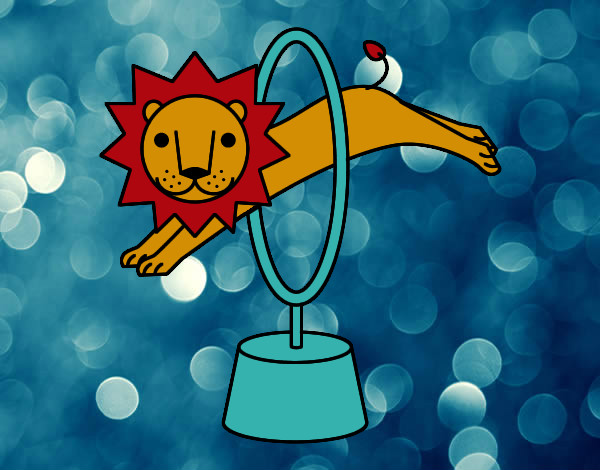 Desenho Leão saltando pintado por Leal