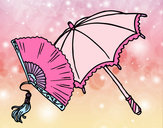 Desenho Leque e guarda-chuva pintado por Beatrizpp