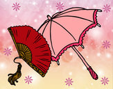 Desenho Leque e guarda-chuva pintado por gabielly