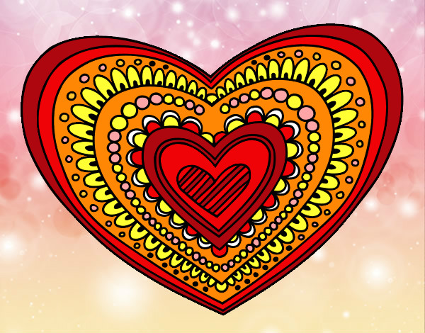 Desenho Mandala coração pintado por ALBENISE