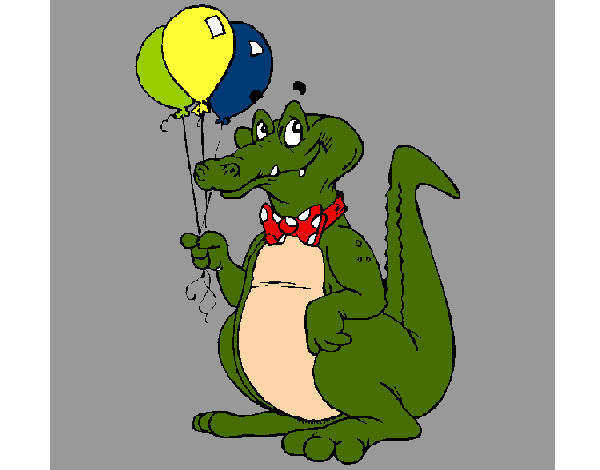 Desenho Crocodilo com balões pintado por ReiDavi