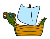 Desenho Drakken, barco viking pintado por Atchonga