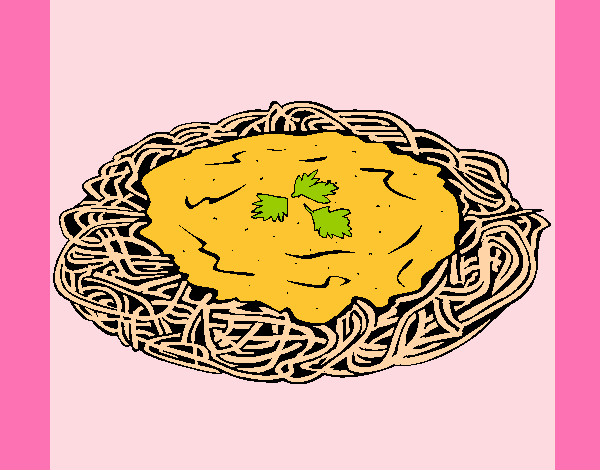 Desenho Esparguete com queijo pintado por taatiane