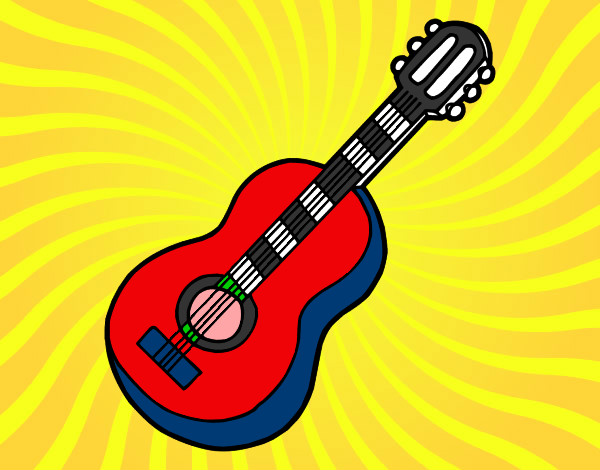Desenho Guitarra clássica pintado por kassiano