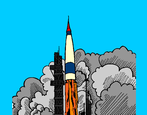 Desenho Lançamento foguete pintado por ImShampoo