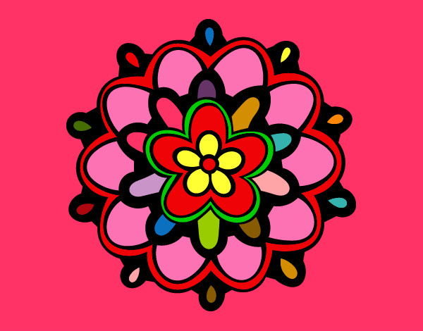 Desenho Mandala com uma flor pintado por damyellen