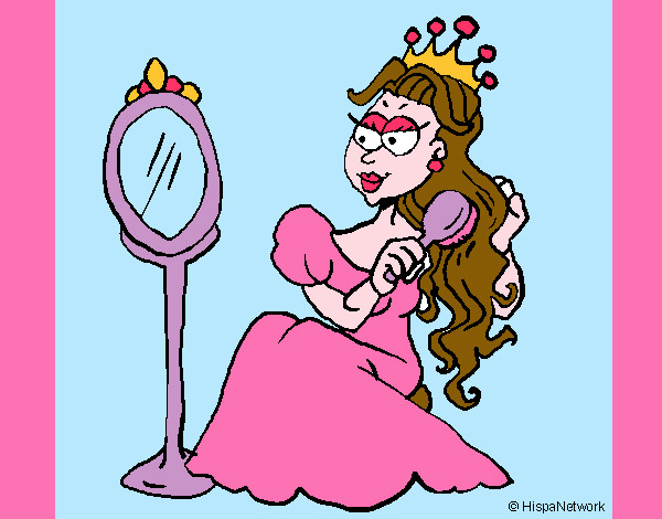 Desenho Princesa e espelho pintado por Lohana