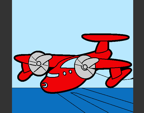Desenho Avião com pás pintado por gustavo137