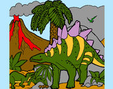 Desenho Família de Tuojiangossauros pintado por iran