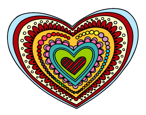 Desenho Mandala coração pintado por hannawany