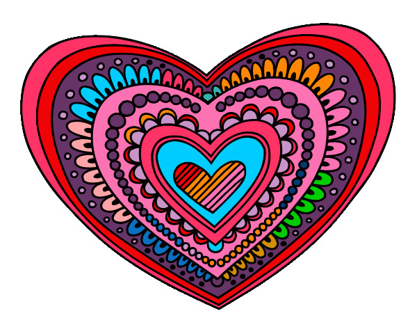 Desenho Mandala coração pintado por nanda15