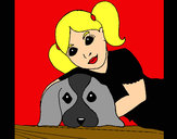 Desenho Menina a abraçar o seu cão pintado por Antunes