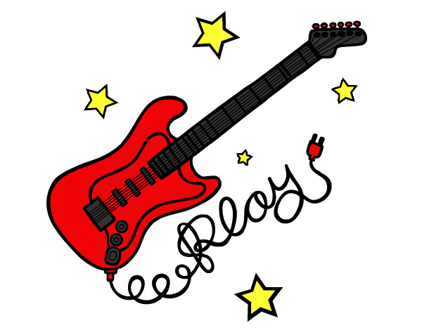 Desenho Guitarra e estrelas pintado por euamomemes