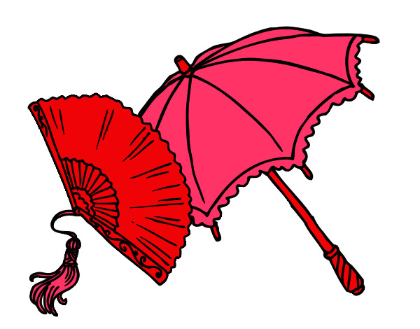 Desenho Leque e guarda-chuva pintado por euamomemes
